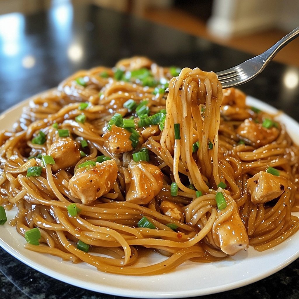Sticky Garlic Chicken Noodles
