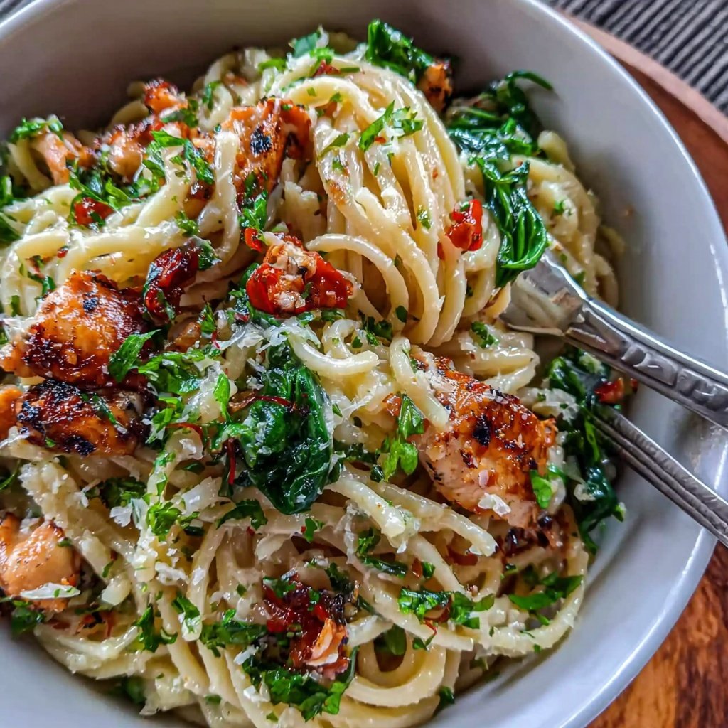 Chicken Pasta With Spinach And Garlic