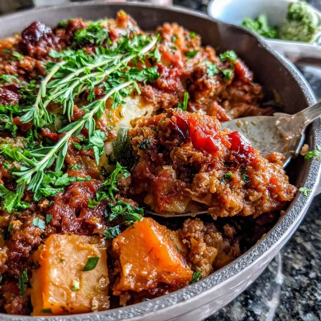 Ground Turkey And Sweet Potato Skillet