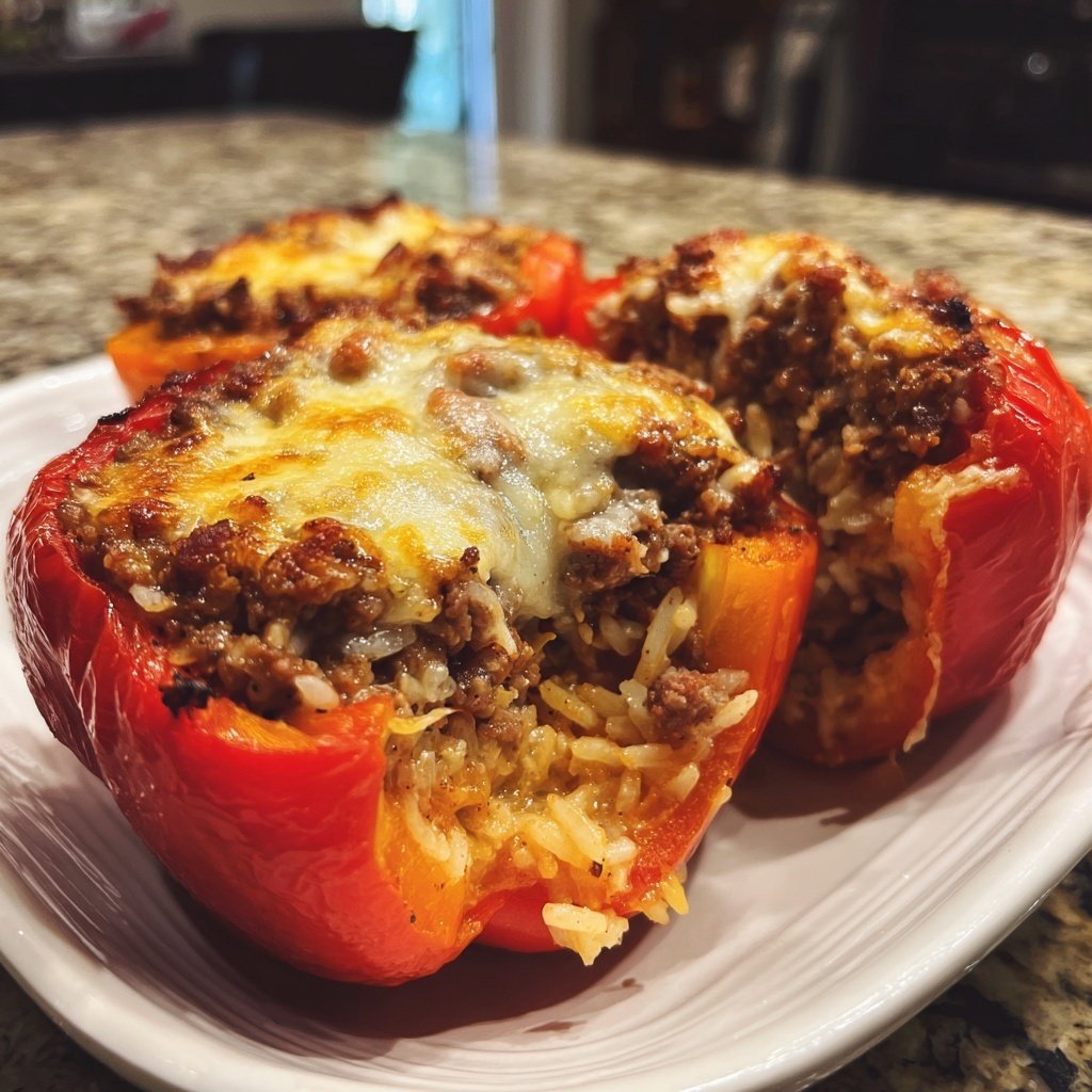Ground Beef Rice Stuffed Peppers