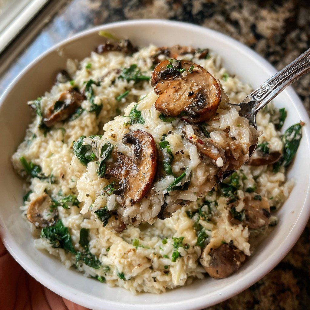 Creamy Mushroom Spinach Rice