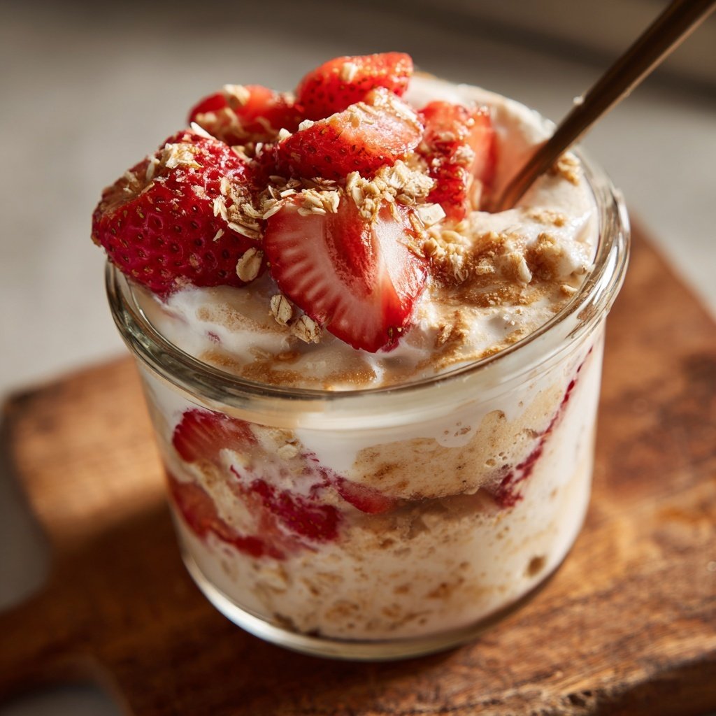 Overnight Oats With Strawberries And Yogurt